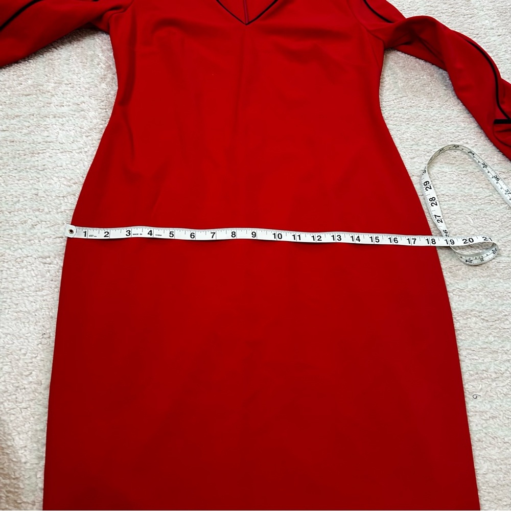 NWT Calvin Klein Red 3/4 Sleeve Sheath Midi Dress Bow Details Size 10 Holiday - Picture 10 of 14